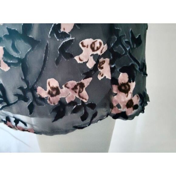 Whimsygoth Charcoal Moody Floral Burnout Sheer Mini Dress Medium - Picture 9 of 16